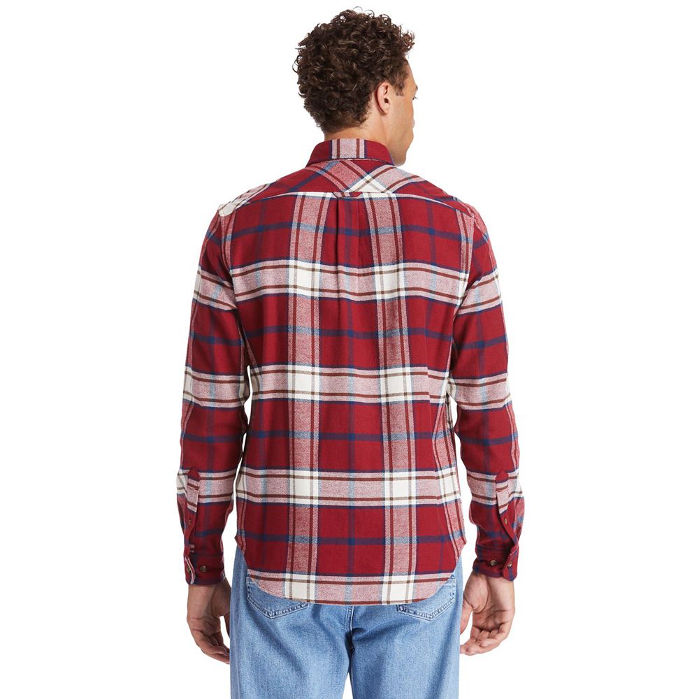 Timberland Πουκαμισα Ανδρικα Κοκκινα/Ασπρα - Back River Heavy Flannel Check - Greece 6285097-OS